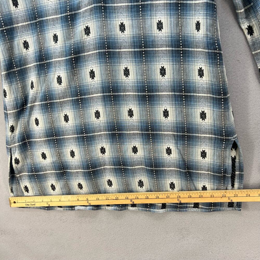 Dylan Tunic Dress Women's Size S Blue Black V-neck Flannel Southwestern Plaid - Picture 4 of 10